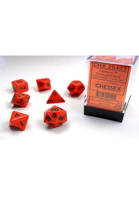 Polyhedral 7-Die Set - Opaque Orange/black CHX 25403