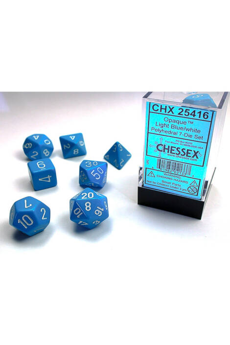 Polyhedral 7-Die Set - Opaque Light Blue/white CHX 25416