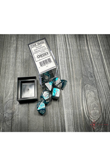 Polyhedral 7-Die Set - Gemini Steel-Teal w/White CHX 26456