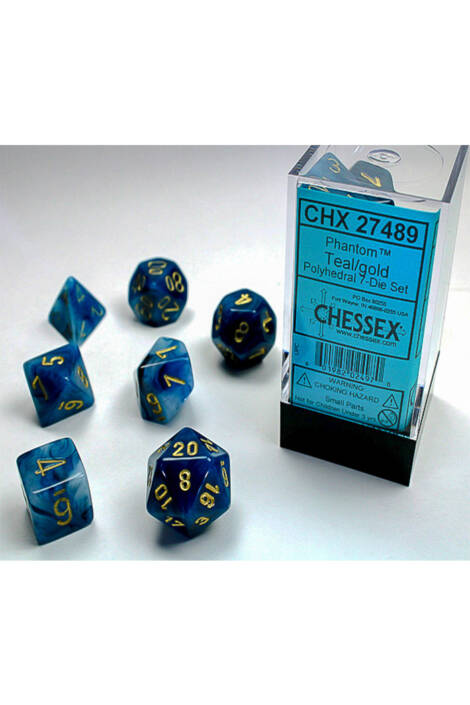 Polyhedral 7-Die Set - Phantom Teal/Gold CHX 27489