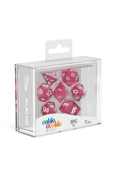 Oakie doakie dice - RPG set - Speckled, Pink