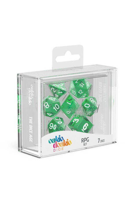 Oakie doakie dice - RPG set - Translucent, Green