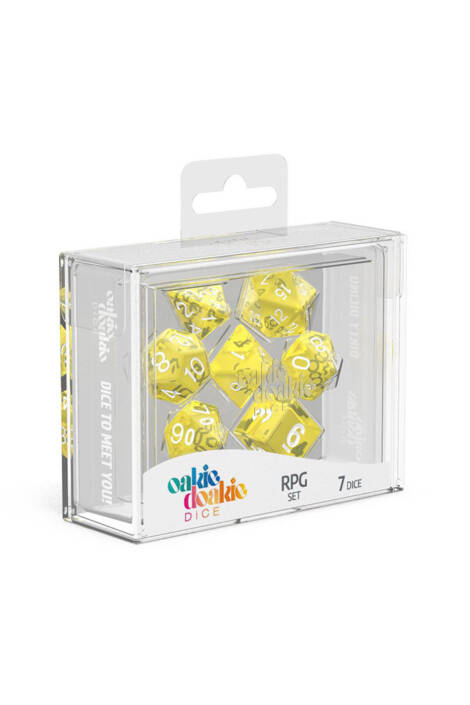 Oakie doakie dice - RPG set - Translucent, Yellow