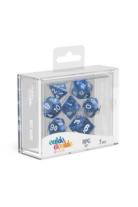 Oakie doakie dice - RPG set - Marble, Blue