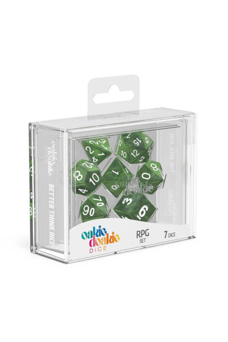 Oakie doakie dice - RPG set - Marble, Green