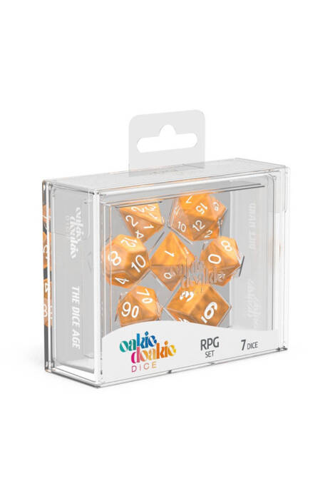 Oakie doakie dice - RPG set - Marble, Orange