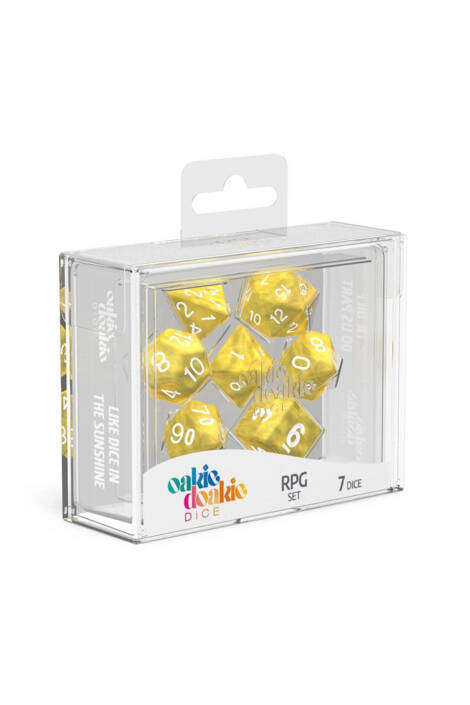 Oakie doakie dice - RPG set - Marble, Yellow