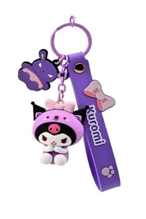 Sanrio Animal Series Keychain with Hand Strap Hello Kitty and Friends Kuromi